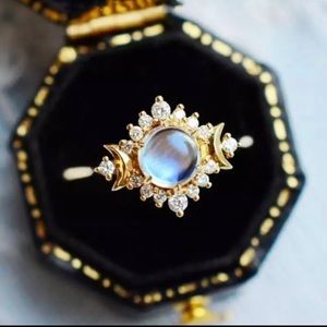 Gothic Moonstone gold tone ring